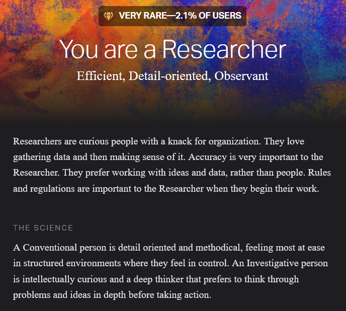 Career Explorer Test Results